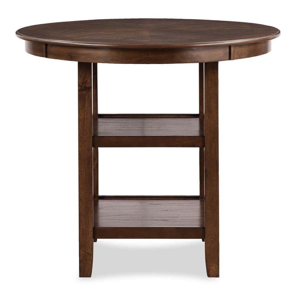 Cori 5-Piece Brown Solid Wood Round Counter Set