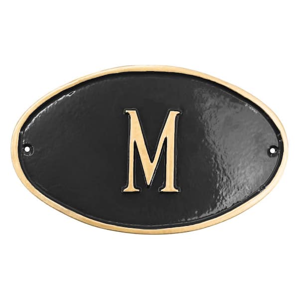 M Restroom Petite Oval Statement Plaque Black/Gold