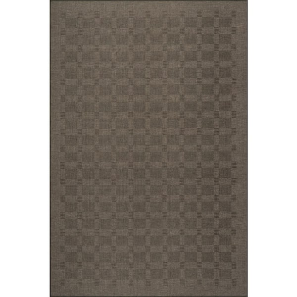 Nate Berkus x Rugs Walker Modern Checkered Washable Charcoal 8 ft. x 10 ft. Indoor Area Rug