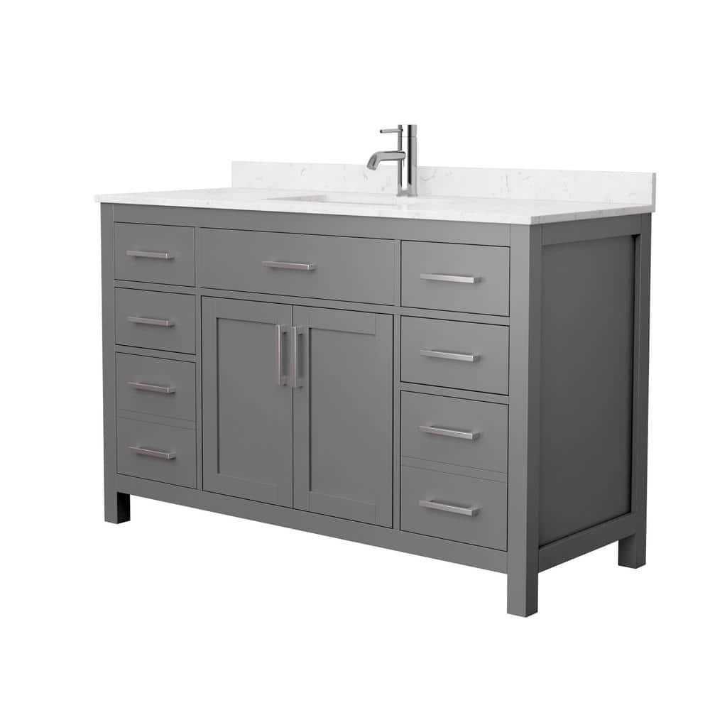 Wyndham Collection Beckett 54 in. W x 22 in. D Single Vanity in Dark Gray  with Cultured Marble Vanity Top in Carrara with White Basin  WCG242454SKGCCUNSMXX - The Home Depot