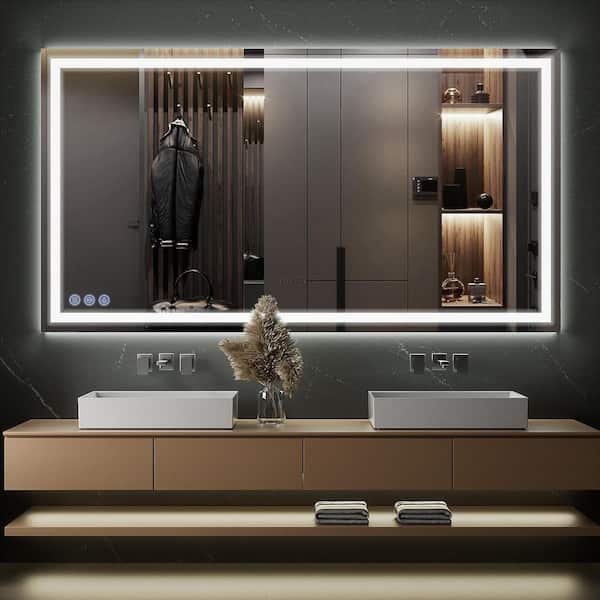54.7 in. W x 29.9 in. H LED Frameless Bathroom Vanity Mirror Wall Mirror