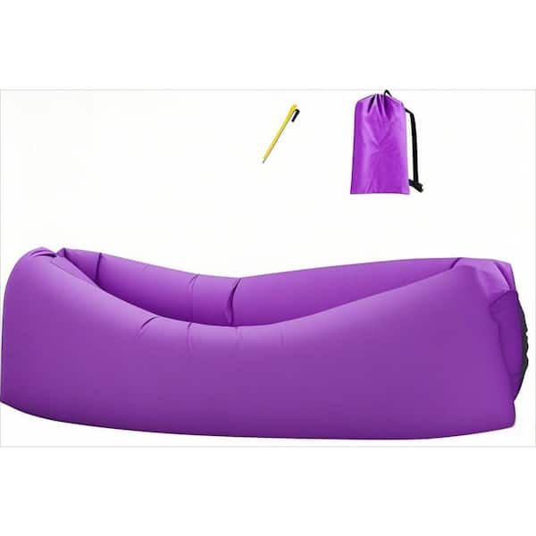 OGETFUUR Inflatable Lounger Air Sofa Hammock with Side Pockets and Matching Bag, Water Proof and Anti-Air Leaking Design, Purple