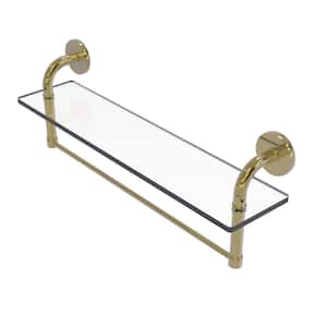 Allied Brass NS-1/16TB 16 Inch Vanity Integrated Towel Bar Glass Shelf Satin Nickel