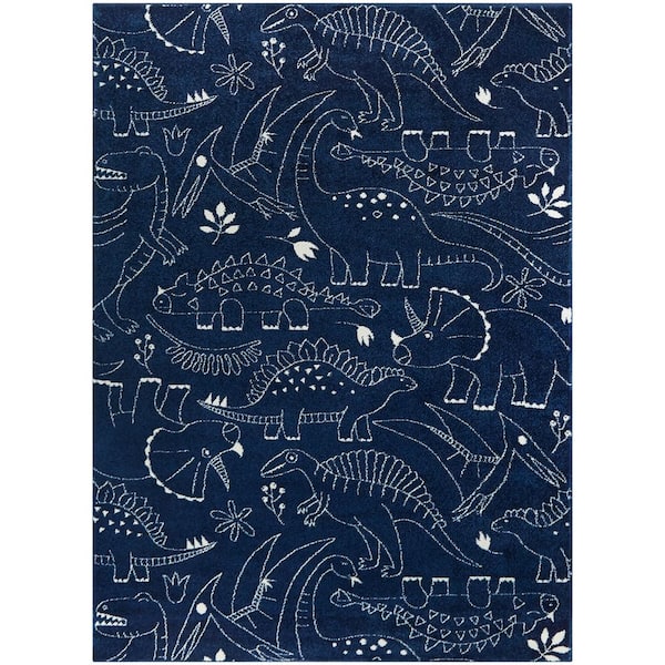 BALTA Parker Dinosaur Navy 8 ft. x 10 ft. Area Rug