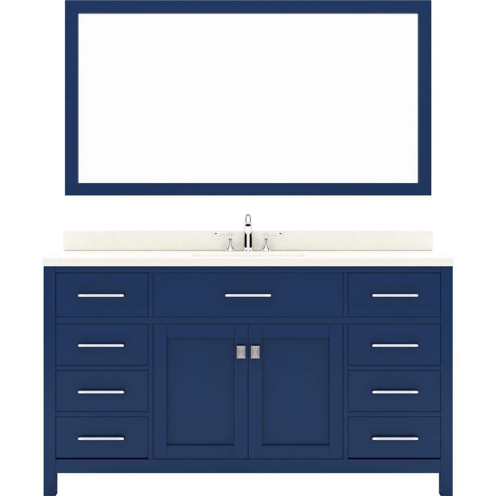Virtu USA Caroline 60 in. W Bath Vanity in French Blue with Dazzle