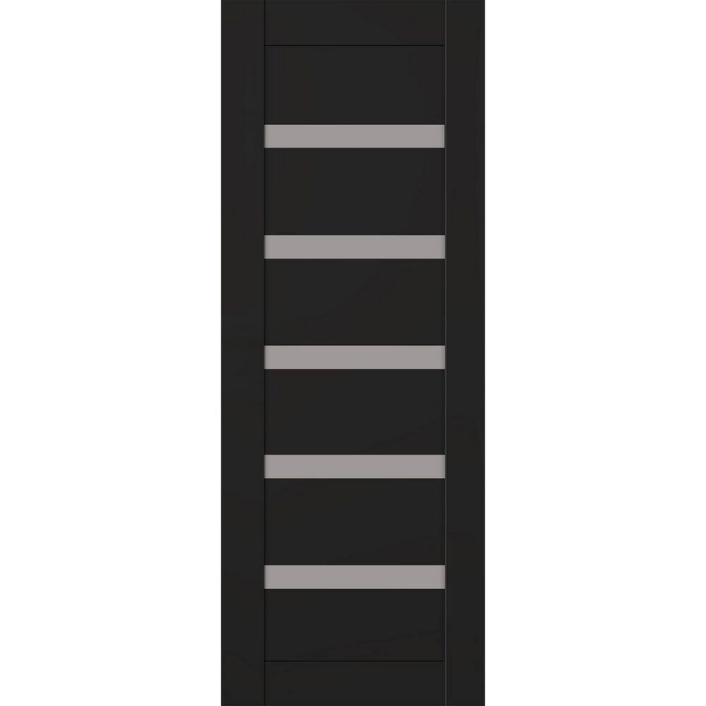 Leora N 24 in. x 84 in. No Bore 6-Lite Frosted Glass Black Matte Solid Composite Core Wood Interior Door Slab price history on PriceWatchPro