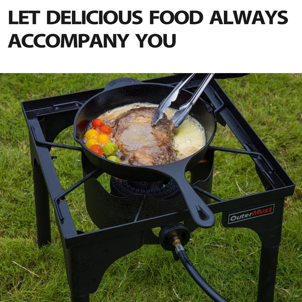 Black Steel Outdoor Single Burner with Adjustable Legs