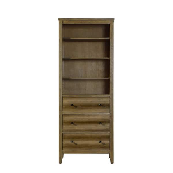 28 in. W x 18 in. D x 72 in. H Brown Freestanding Linen Cabinet