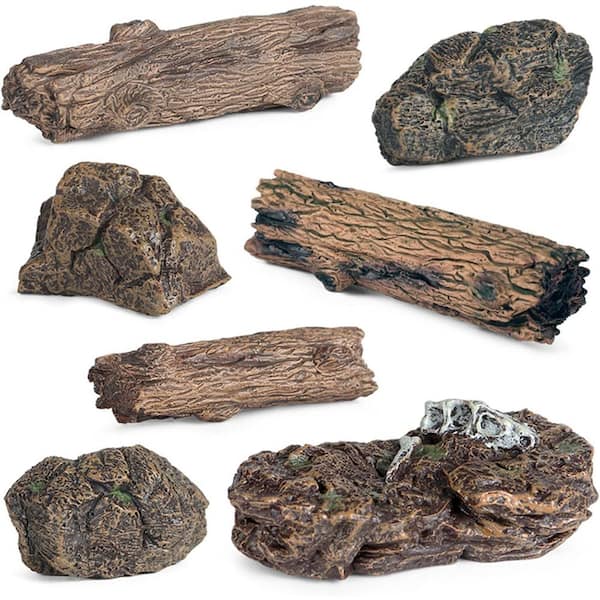 7 Pcs Diorama Supplies Fake Rock, Artificial Garden Figurines Tree Stump, Scene Accessories Stone Stump Statue Ornament