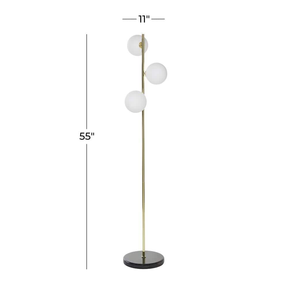 Gold and White 55" Modern Floor Lamp with Marble Base