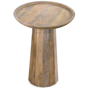 Dayton SOLID MANGO WOOD 13 in. Wide Round Contemporary Wooden Accent Table in Natural, Fully Assembled