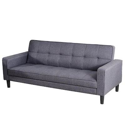 73 in. Gray Fabric 3-Seats Sectional Sofa Bed with Storage Function for Small Space Living Room Bedroom