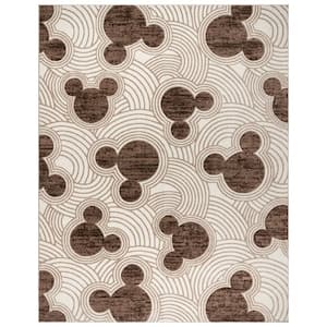 Mickey Mouse Bravo Pop Art Ivory/Brown 8 ft. x 10 ft. Geometric Indoor Area Rug