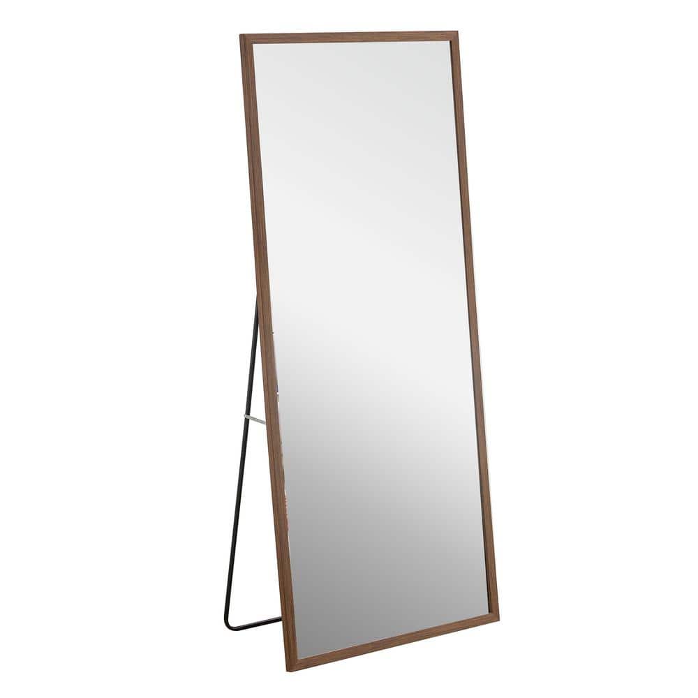 31.5 in. W x 71 in. H Rectangle Solid Wood Frame Full-length Mirror in Brow