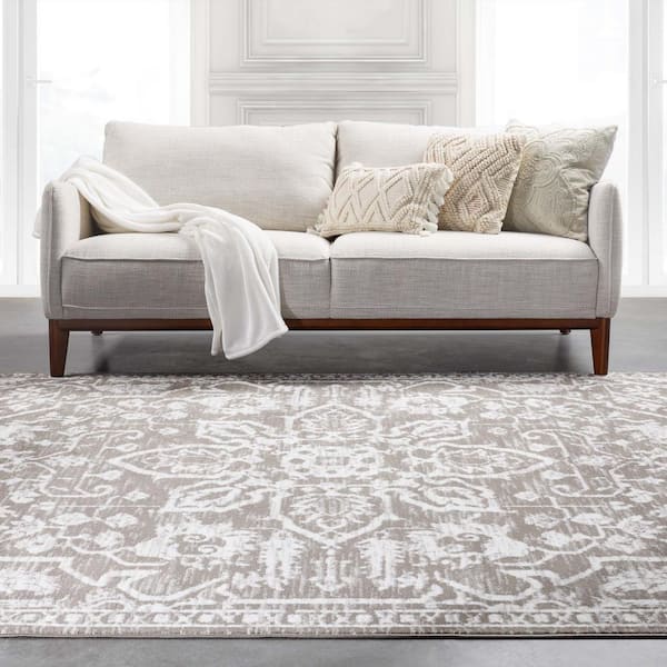 Dazzle Disa Grey Vintage Distressed Medallion Oriental 7 ft. 3 in. x 9 ft. 3 in. Area Rug