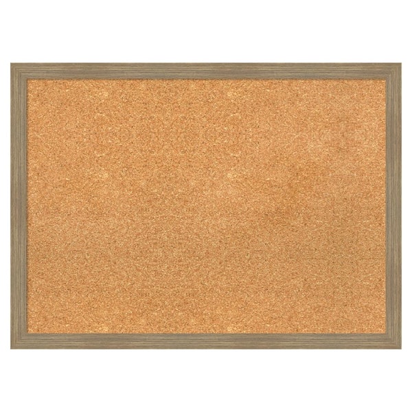 Amanti Art Woodgrain Stripe Mocha Wood Framed Natural Corkboard 30 in ...