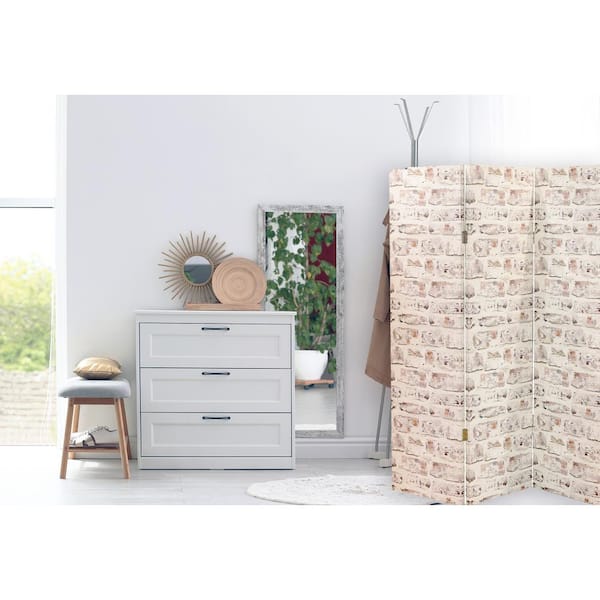 Arthouse 5 ft. 3-Panel White Washed Brick Room Divider