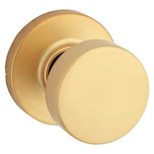 Pismo Satin Brass Round Half Dummy Door Knob Featuring Microban Antimicrobial Protection