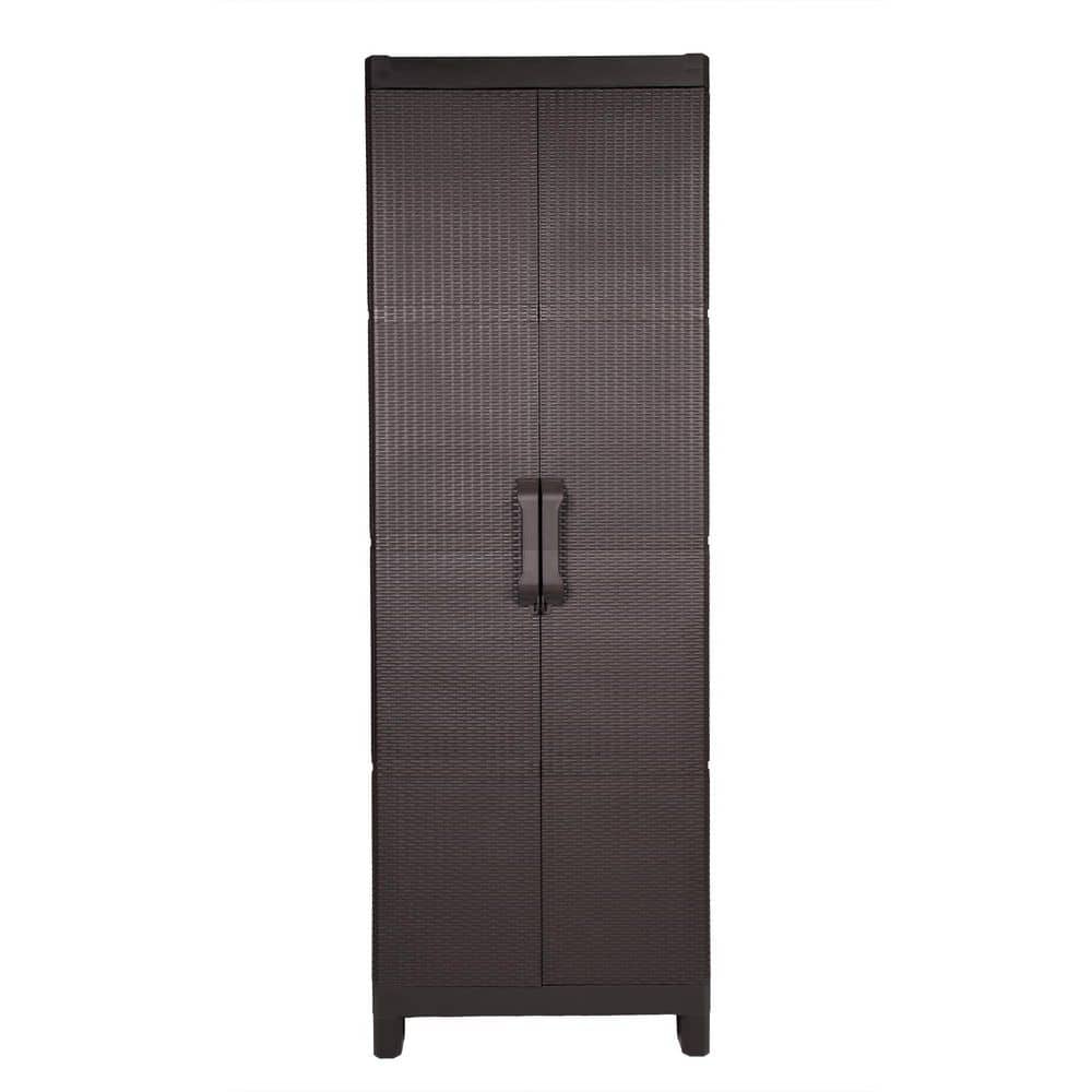 25.59 in. W x 74.80 in. H x 15.75 in. D 4-Shelf Plastic Freestanding Cabinet in Espresso price history on PriceWatchPro