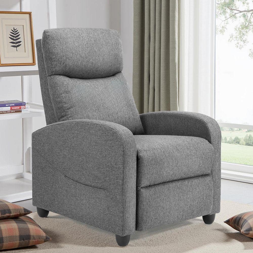 Mydepot Grey Adjustable Recliner with Padded Seat Backrest, Comprehensive Massage Function