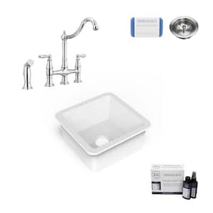 Amplify Undermount Fireclay 18.1 in. Single Bowl Bar Prep Sink with Pfister Bridge Faucet in Chrome