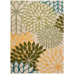 Aloha Green Multi-Color 4 ft. x 6 ft. Floral Contemporary Indoor Area Rug