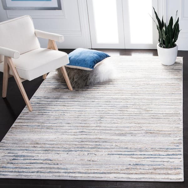 Lagoon Gray/Blue 4 ft. x 6 ft. Striped Distressed Area Rug