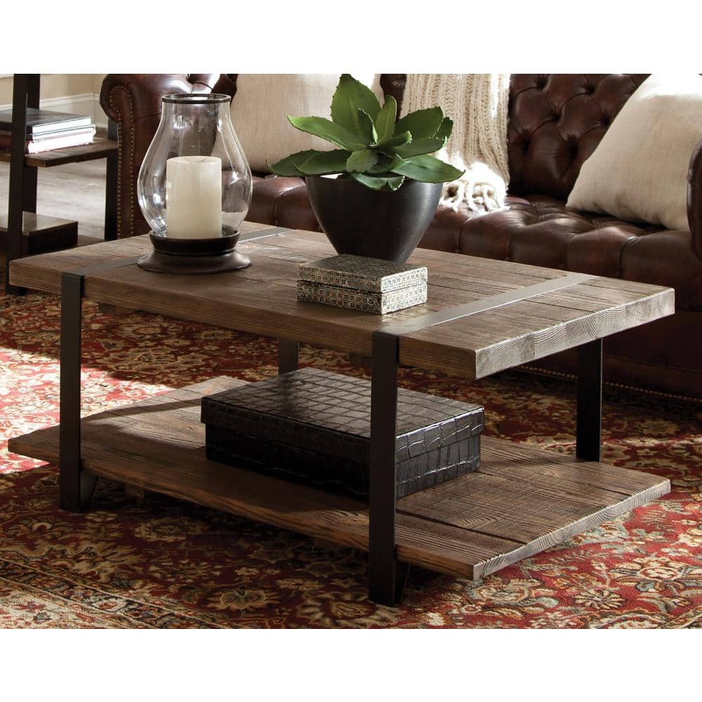 Modesto Reclaimed Wood and Metal Coffee Table with Storage