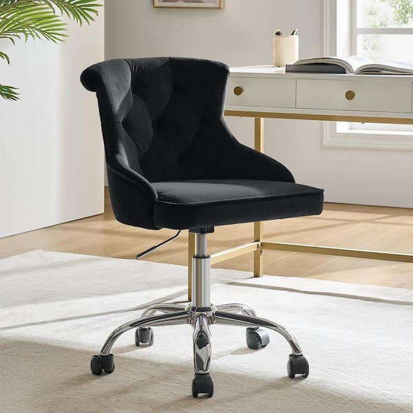 JAYDEN CREATION Joanne Modern Upholstered Botton Tufted Office Chair in Black