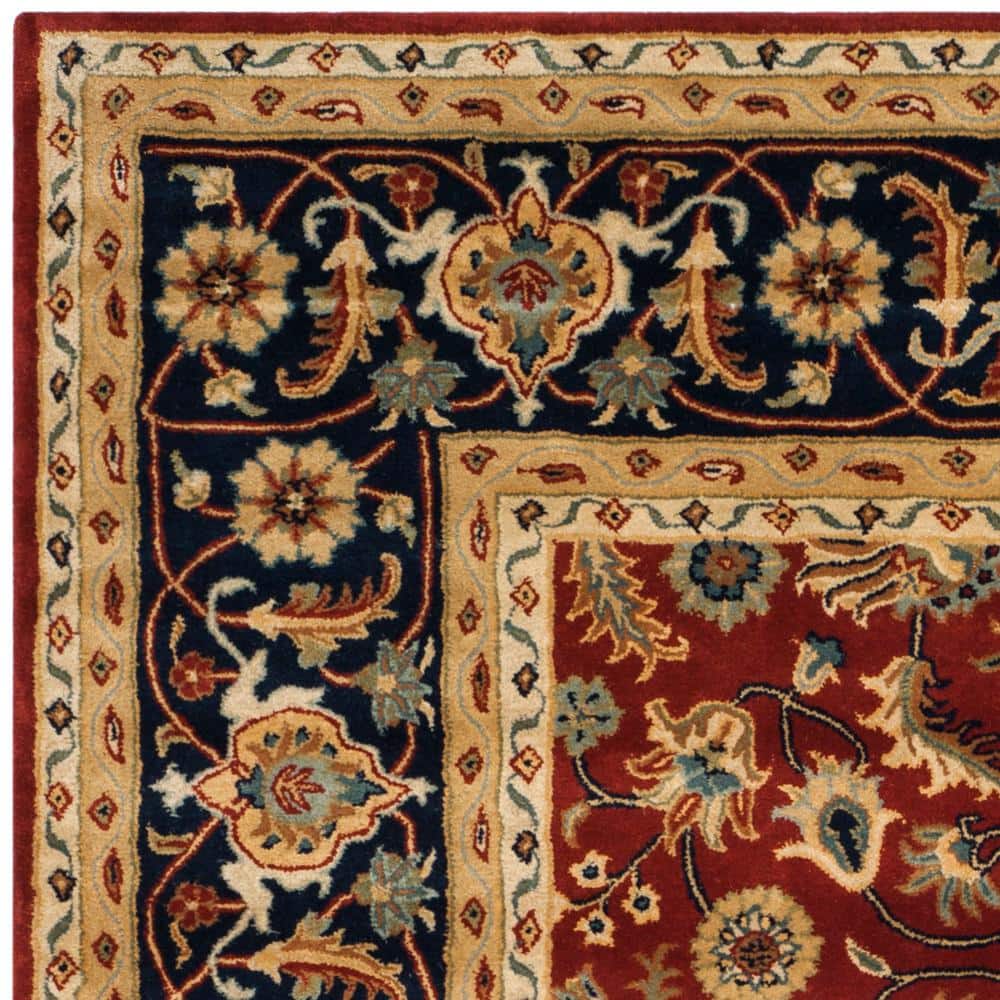 Handmade Red and Navy Wool Tufted Area Rug