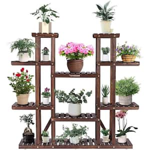 44.5 in. H 17 Potted Wood Plant Stand 9-Tier