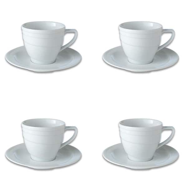 Essentials 4 8.6oz Porcelain Teacup and Saucer, Set of 4, Hotel