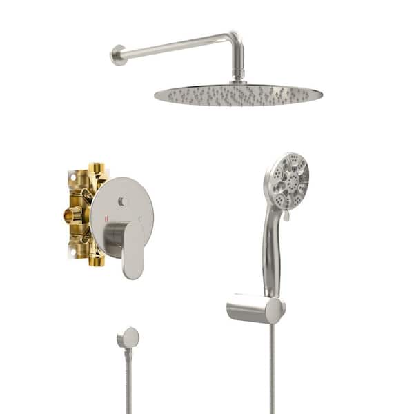 Miscool Ami Single Handle 2-Spray 10 in. Wall Mount Shower Faucet 1.8 GPM with Pressure Balance Valve in. Brushed Nickel