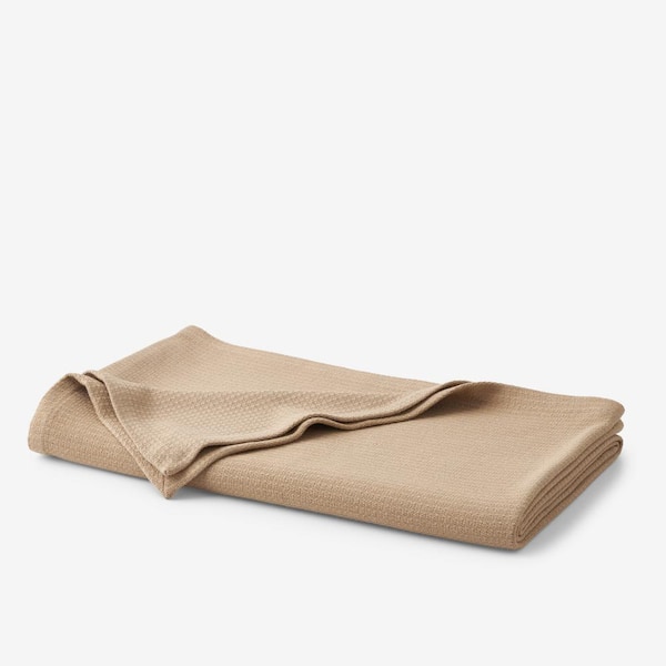 Cotton Weave Sand Solid Twin/Twin XL Woven Blanket