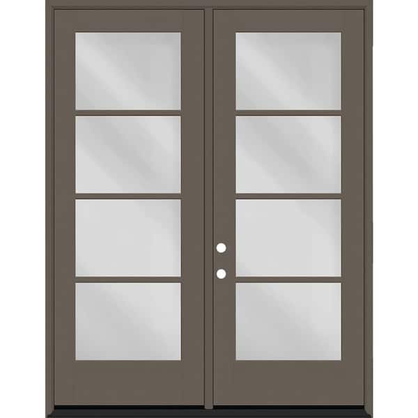 Legacy 72 in. x 96 in. Icon 4L Modern Clear Glass Kindling RHIS Fiberglass Double Prehung Front Door with 4-9/16 Jamb