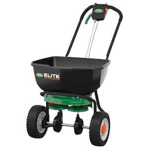 Elite Spreader Holds up to 20,000 sq. ft. of Product, Push Spreader for Grass Seed, Fertilizer, Salt and Ice Melt