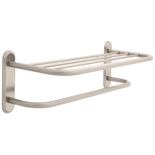 Franklin Brass 24 in. W Towel Shelf with Beveled Flanges and One Bar in Brushed Nickel