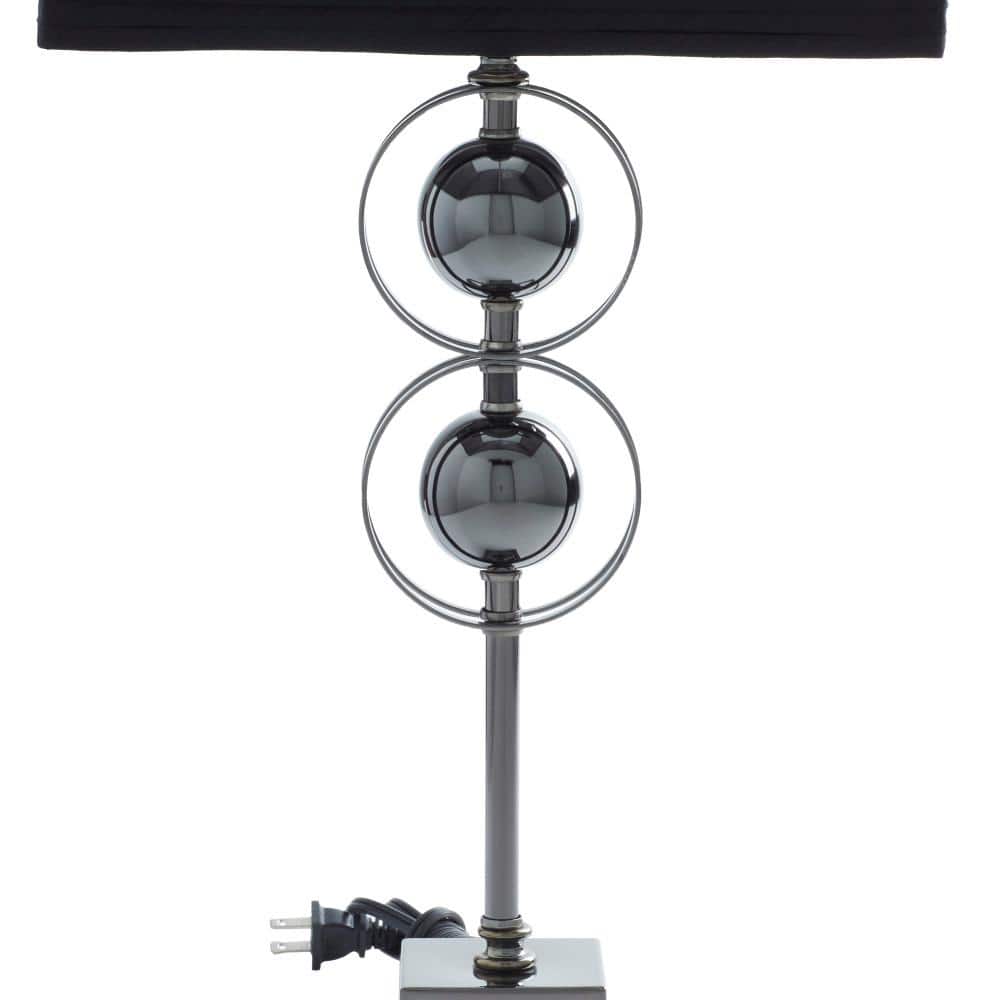 Black Metal Bubble Stem Nightstand Lamp Set with Square Shade