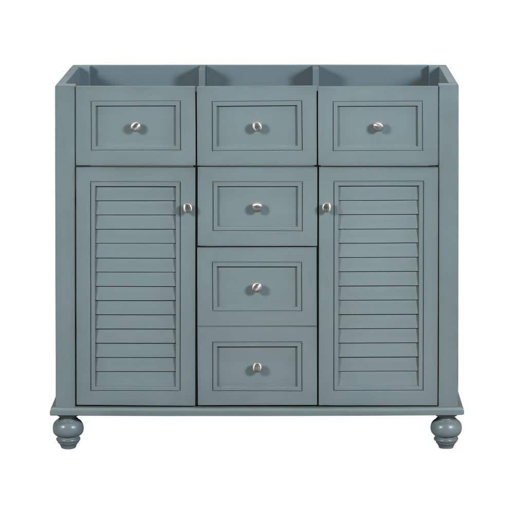 35.35 in. W x 17.87 in. D x 33 in. H Bath Vanity Cabinet without Top in Blu