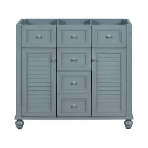 35.35 in. W x 17.87 in. D x 33 in. H Bath Vanity Cabinet without Top in Blue with with 2 Drawers and 2 Door Cabinets