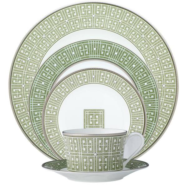 Noritake Infinity Green Platinum 12-Piece (Green) Bone China Dinnerware  Set, Service for 4 4988-12H - The Home Depot