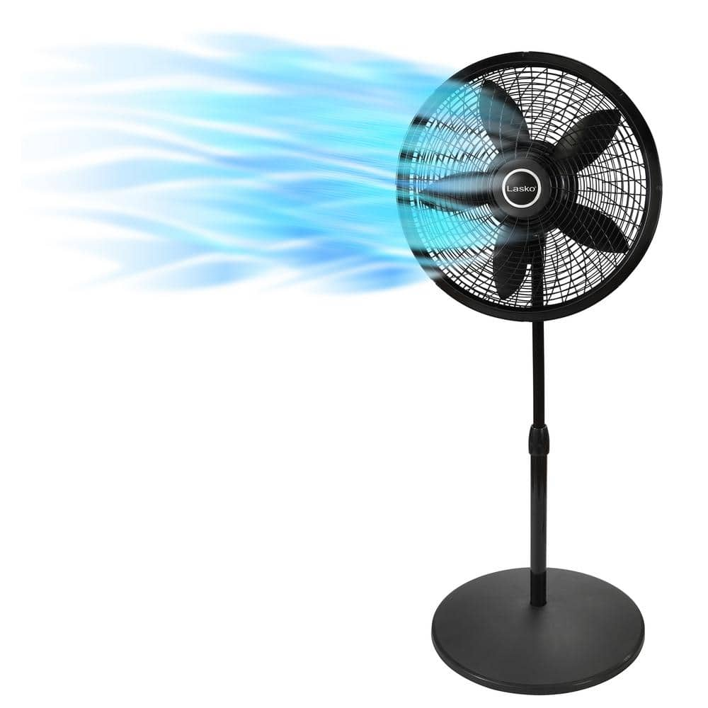 18 in. 3 Speed Oscillating Pedestal Fan with Adjustable Height, Easy Assembly, and Quiet Cooling for Any Room in Black -  Lasko, 1823