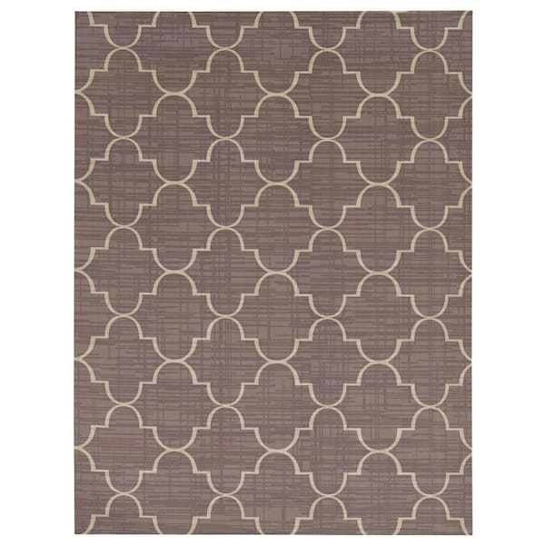 Foss Printed Roman Taupe/White 6 ft. x 8 ft. Indoor/Outdoor Area Rug