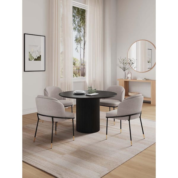 Hathaway and Flor 5-Piece Round Wheat and Black Solid Wood Top Dining Room Set Seats 4