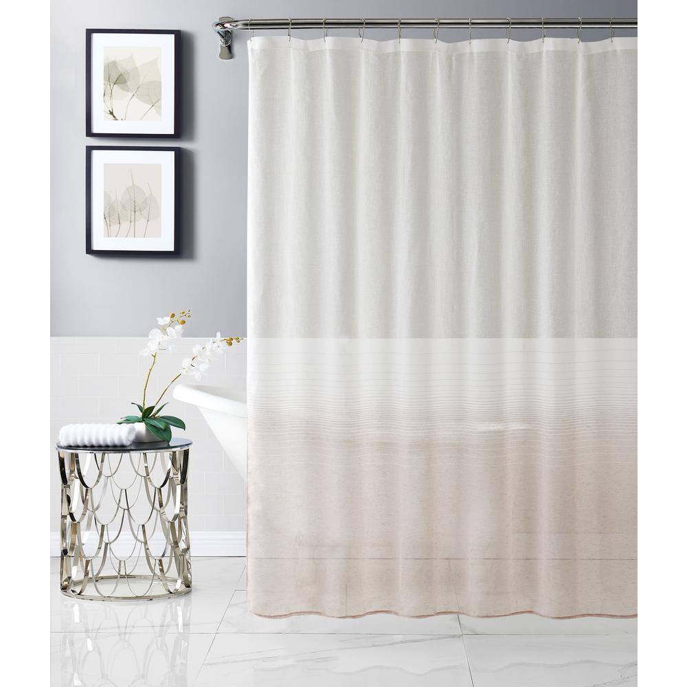 Mauve Linen Look Ombre Striped Shower Curtain, One Size