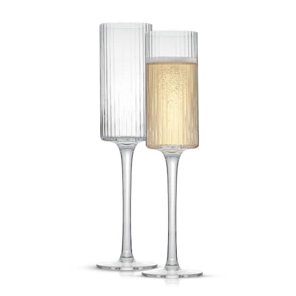 JoyJolt Elle Fluted Cylinder Champagne Glass - 6 oz. - (Set of 2
