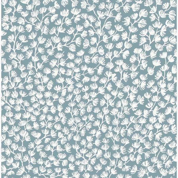 SOCIETY SOCIAL Blue Sea Fern Slate Peel and Stick Wallpaper Sample