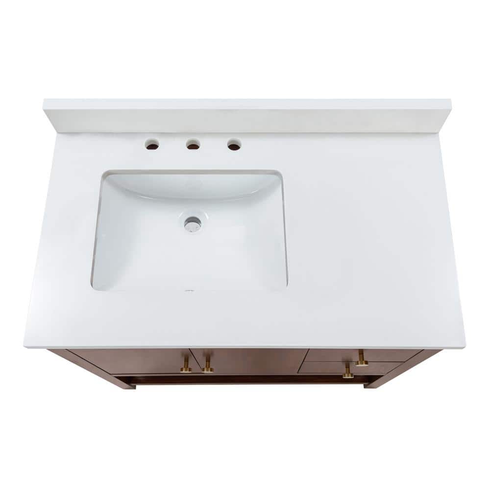 Zoe 37" Walnut Vanity with White Quartz Top