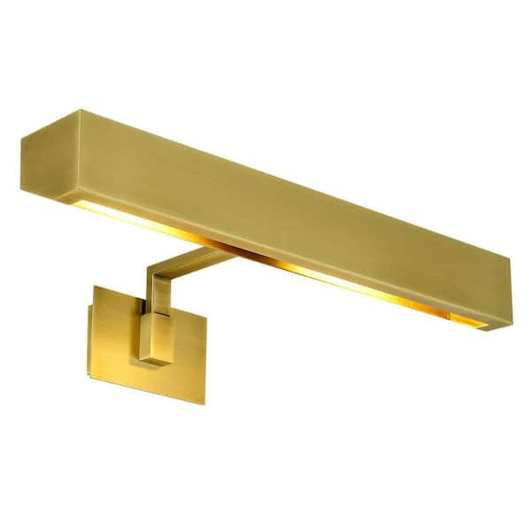 24 in. 2-Light Brass Picture Light, Dimmable, Adjust Up and Down, Hardwired Wall Light, for Artwork, Gallery, Hallway