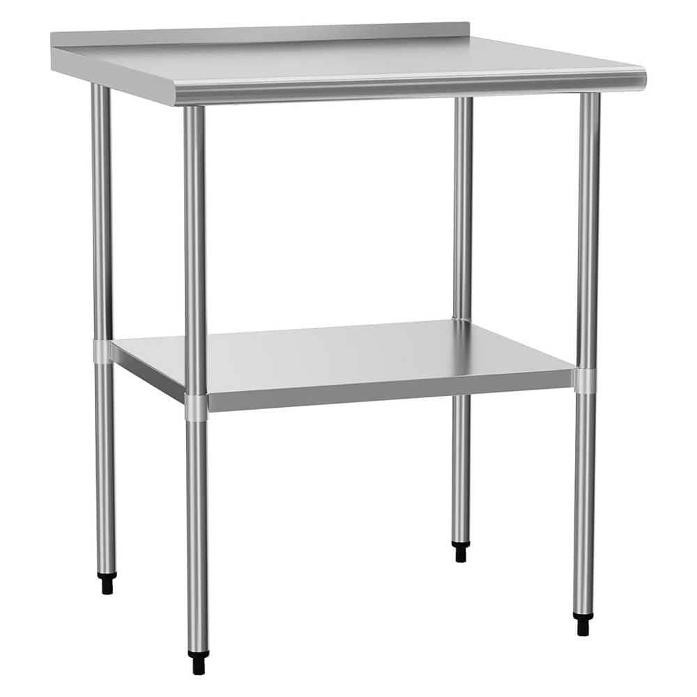 30 in. x 30 in. Stainless Steel Kitchen Prep Table w/2-Adjustable Undershel